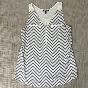 Express Zip-front Chevron Striped Sleeveless Top